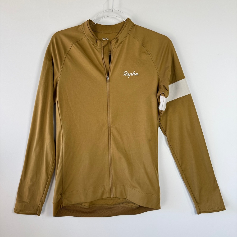 Rapha Core Long Sleeve Cycling Jersey Mens L Mustard Yellow Full Zip 10802